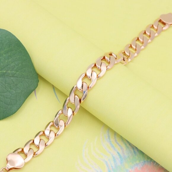 "Bold Rose Gold Chunky Link Bracelet in High-Quality Brass Finish, XPBL1151 - Picture 5 of 12